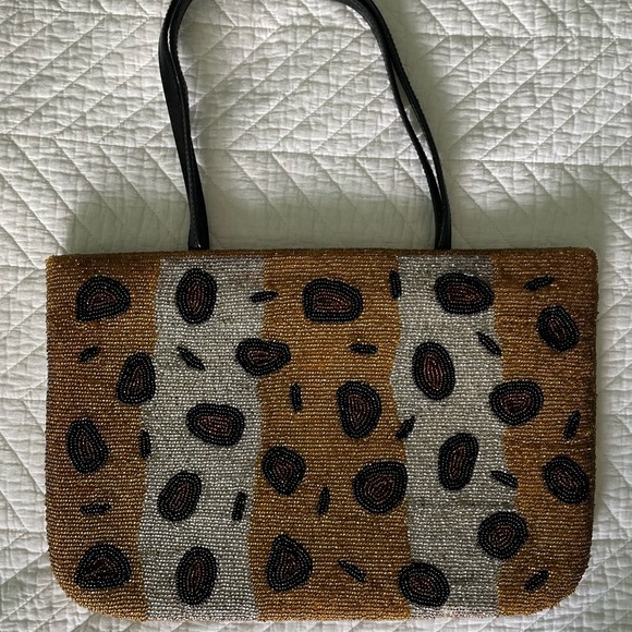 Elegant Beaded Animal Print Handbag - Picture 1 of 2